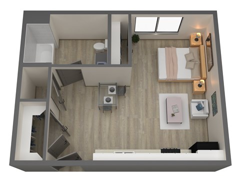Floor plan for studio, 447 sqft